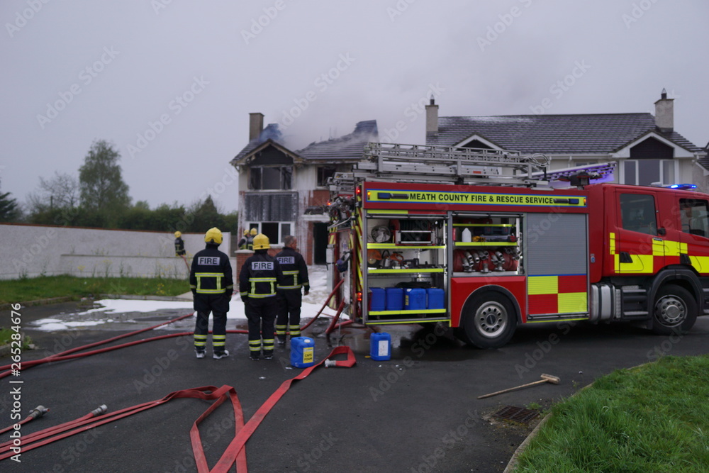 Irish Fire brigade on action . Fire house Ireland .co Meath