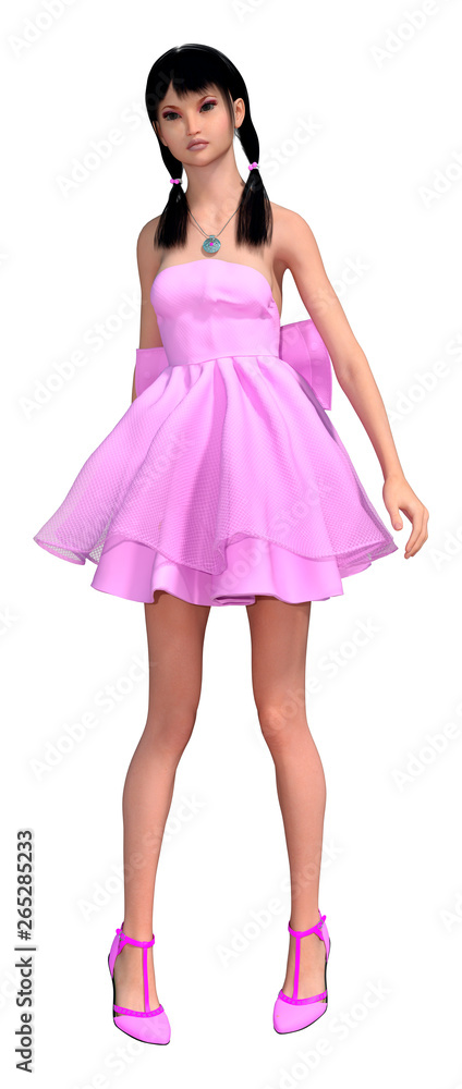 3D Rendering Asian Girl on White 3D Rendering Asian Girl on White