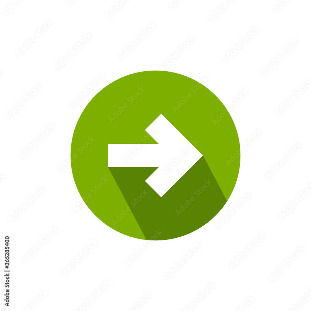white right arrow with shadow in green circle icon. Isolated on white. Continue icon. Next sign. white right arrow with shadow in green circle icon. Isolated on white. Continue icon. Next sign.