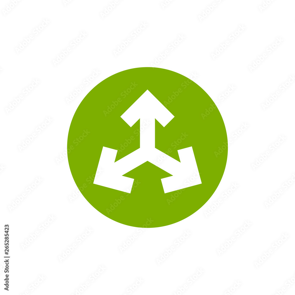Three white arrows point out from the center in green circle. Expand Arrows icon. Outward Directions icon. Three white arrows point out from the center in green circle. Expand Arrows icon. Outward Directions icon.