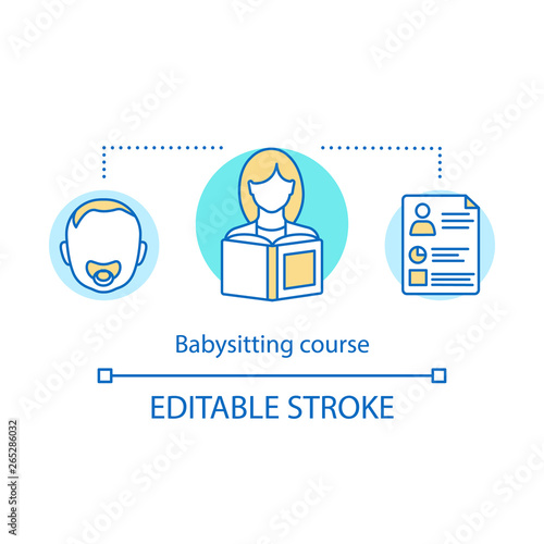 Babysitting course concept icon