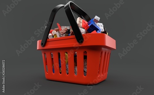Bricks inside shopping basket