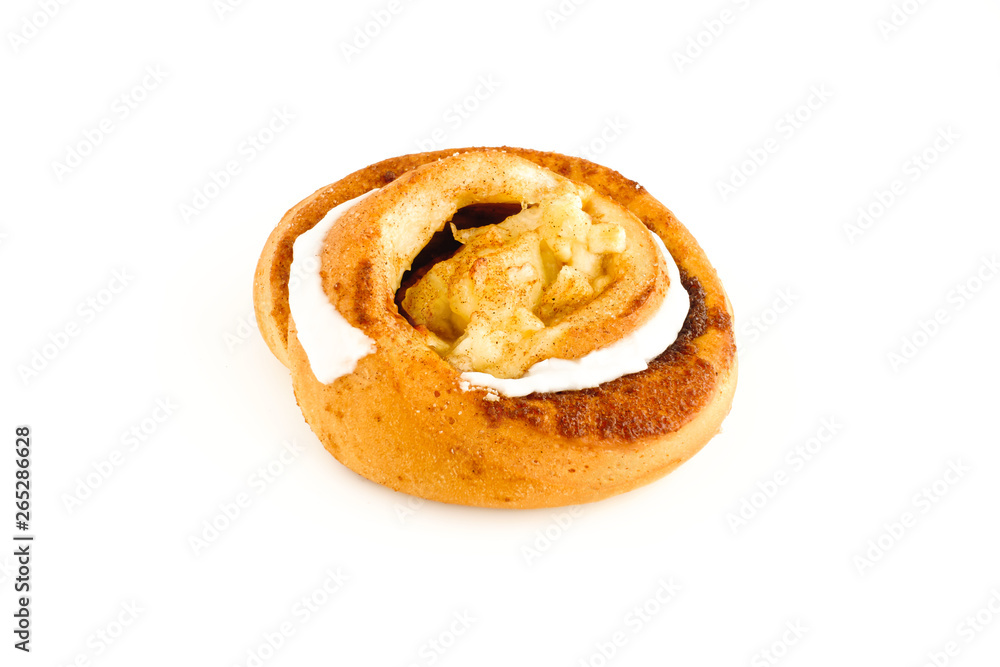 Danish Apple Cinnamon Pastry on White Background Danish Apple Cinnamon Pastry on White Background