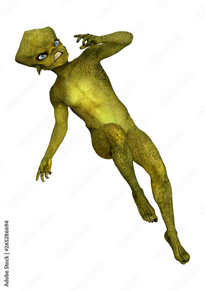 Fototapeta premium 3D Rendering Green Alien on White