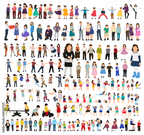 vector collection of kids in flat style