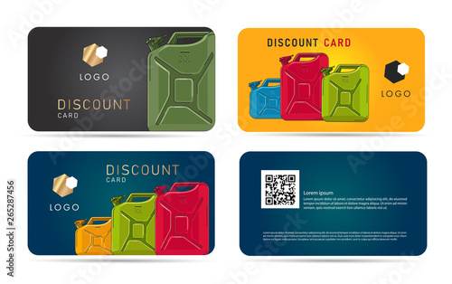 Set of card with oil canisters, template layout