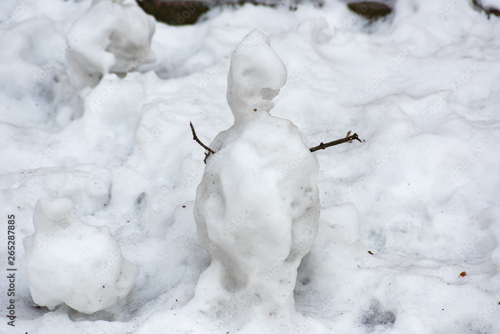 Creepy snowman from polluted snow Creepy snowman from polluted snow