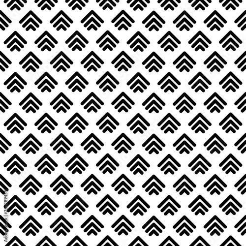 Seamless pattern with black strokes on white background. Ethnic symmetric background.