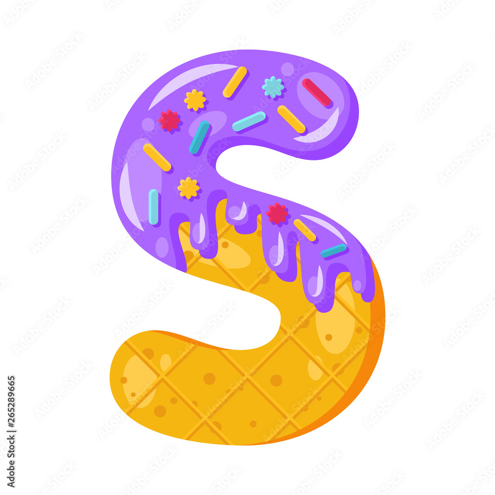 Naklejka premium Donut cartoon S letter vector illustration