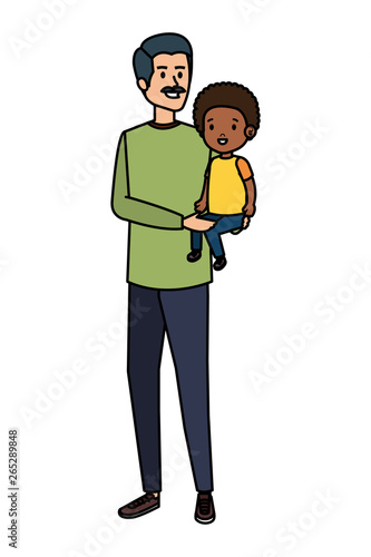 young father with afro son characters