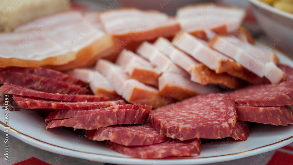 cold cuts on a white plate