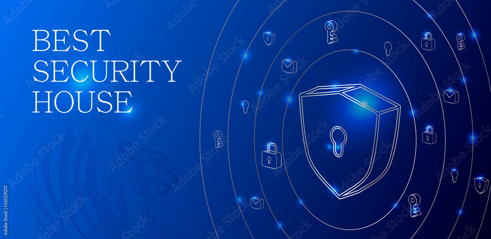 Fototapeta premium security digital background with shield and other icons