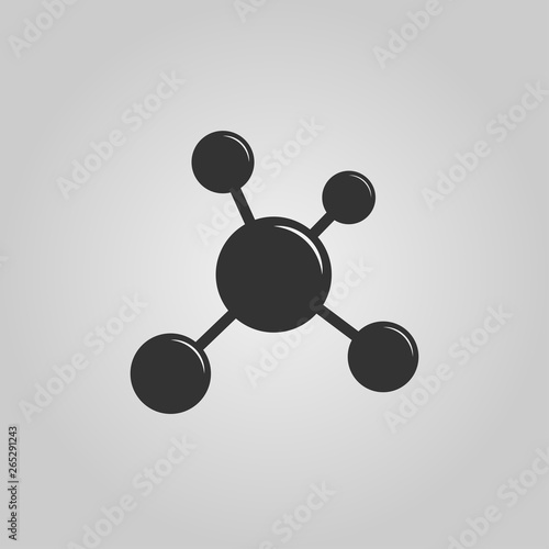 Molecule icon with a flare. Black vector illustration isolated on white background.