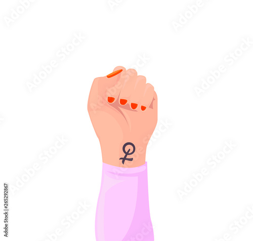 Girl Power symbol of feminist movement isolated. Woman hand with girls sign. Vector