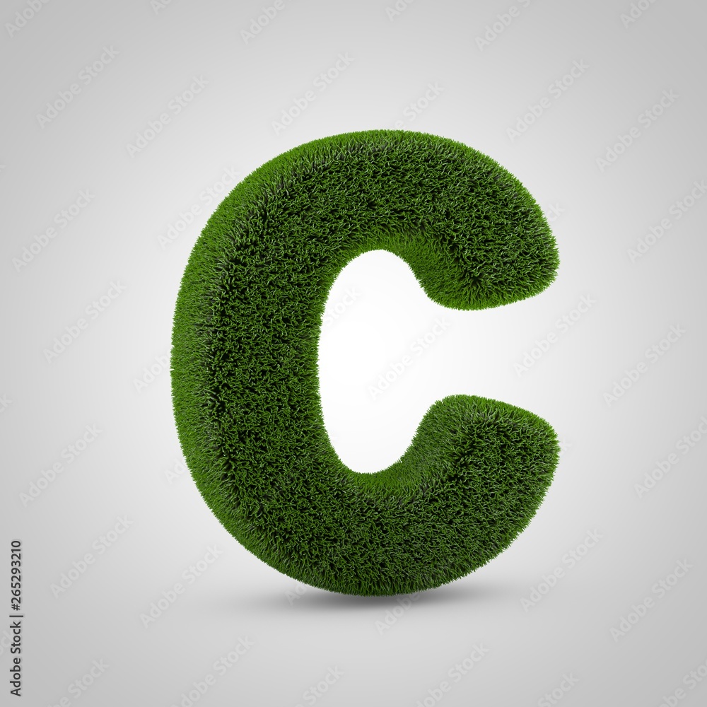 Green moss uppercase letter C isolated on white background Green moss uppercase letter C isolated on white background