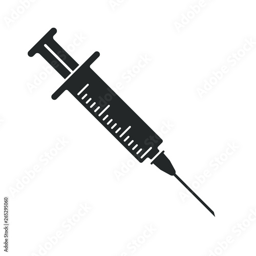 Sign syringe for injection. Symbol syringe isolated on white background. Flat design. Vector illustration photo