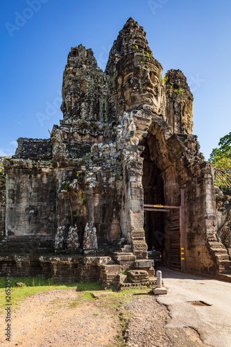 Angkor Wat, Cambodia September 6th 2018 : Tourists at the south gate of the Angkor Thom temple complex, Siem Reap, Cambodia