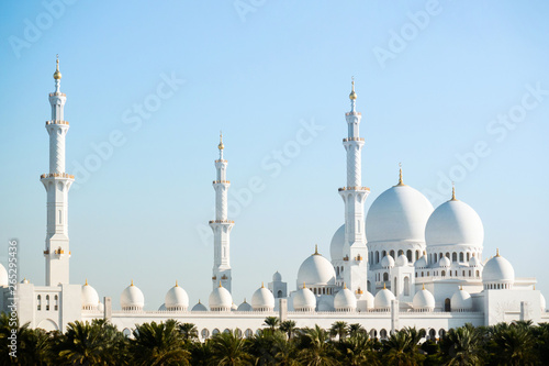 White marble dome of Sheikh Zayed Mosque. Abu Dhabi. UAE