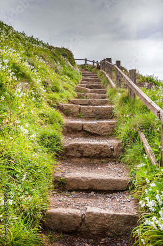 Lizard Point, Küstenwanderweg, Steintreppe, Küste, Cornwall, Halbinsel, Wanderung, Frühling, Südengland photo