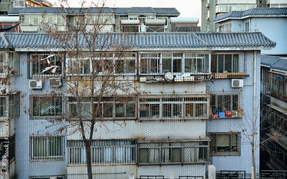 Typical Chinese residential buildings in popular, poor districts.