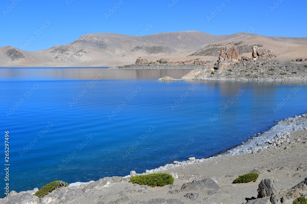 Tibet, holy lake Nam-Tso (Nam Tso) in summer, 4718 meters above sea level.  Place of power