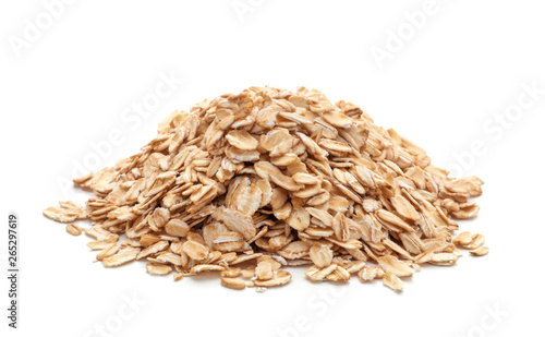 pile of oatmeal isolated on white background photo