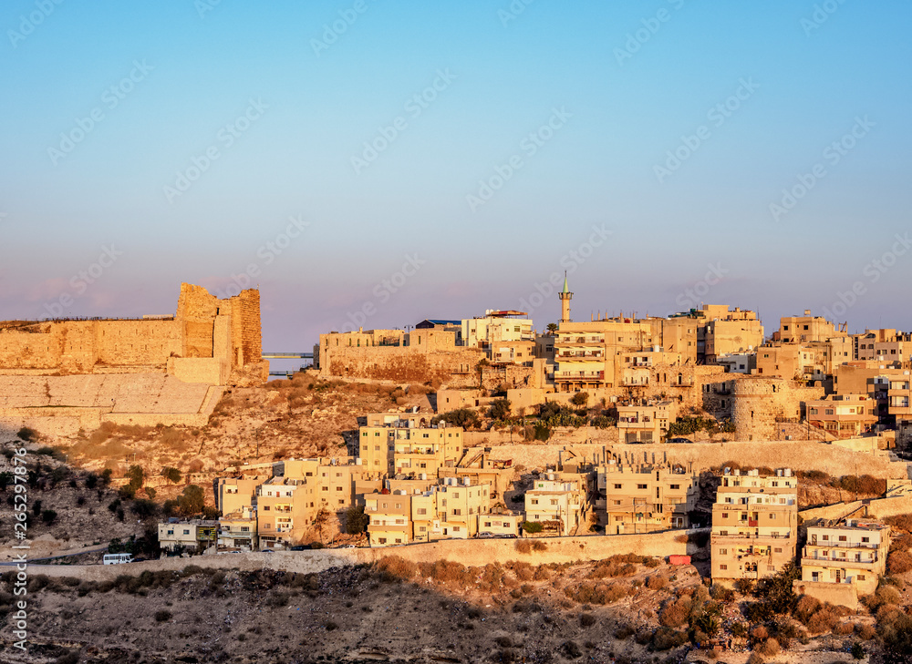 Kerak Castle at sunrise, Al-Karak, Karak Governorate, Jordan Stock Photo |  Adobe Stock