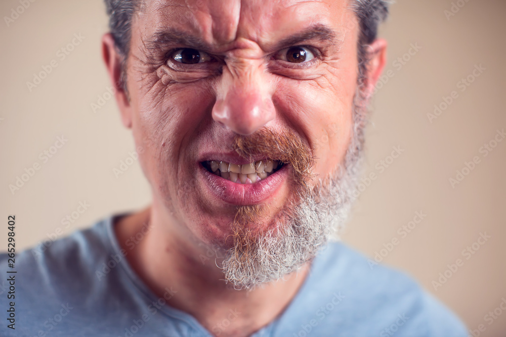 A portrait of man with half beard and hair A portrait of man with half beard and hair