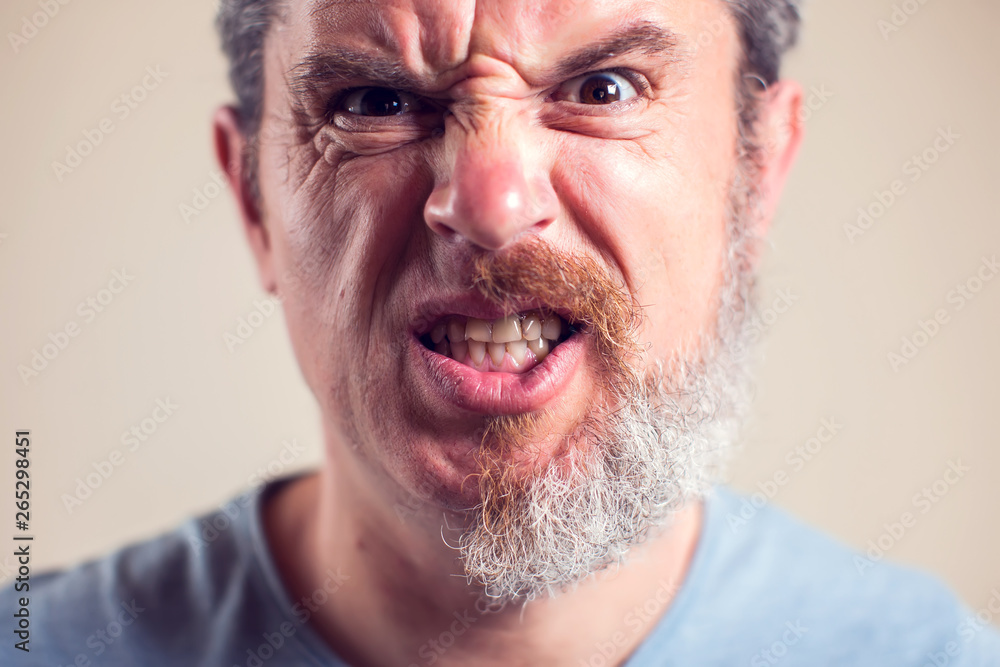 A portrait of man with half beard and hair A portrait of man with half beard and hair