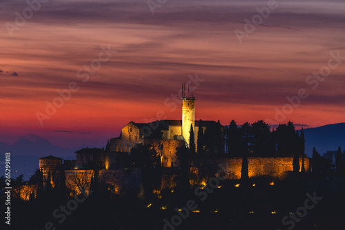 Castle Cidneo in Brescia at sunset, Brescia Province, Lombardy photo