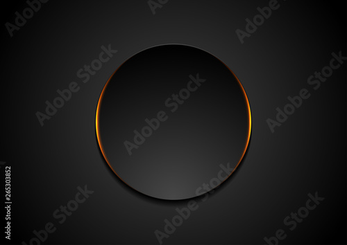 Black circle with orange glowing light abstract background