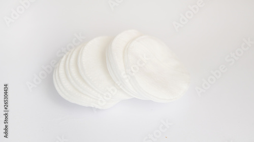 Cotton pads isolated on white background. Top view