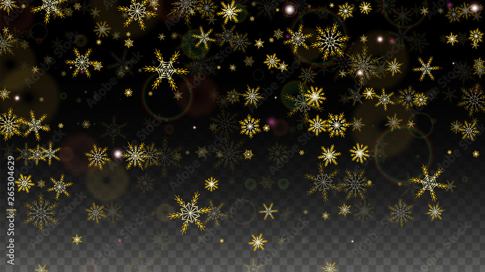 Christmas Vector Background with Gold Falling Snowflakes Isolated on ...