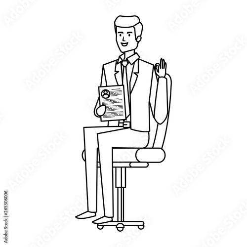 elegant businessman sitting in office chair