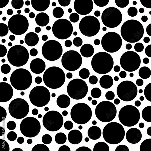Black circles seamless pattern. Trendy circles background. Looping vector illustration.