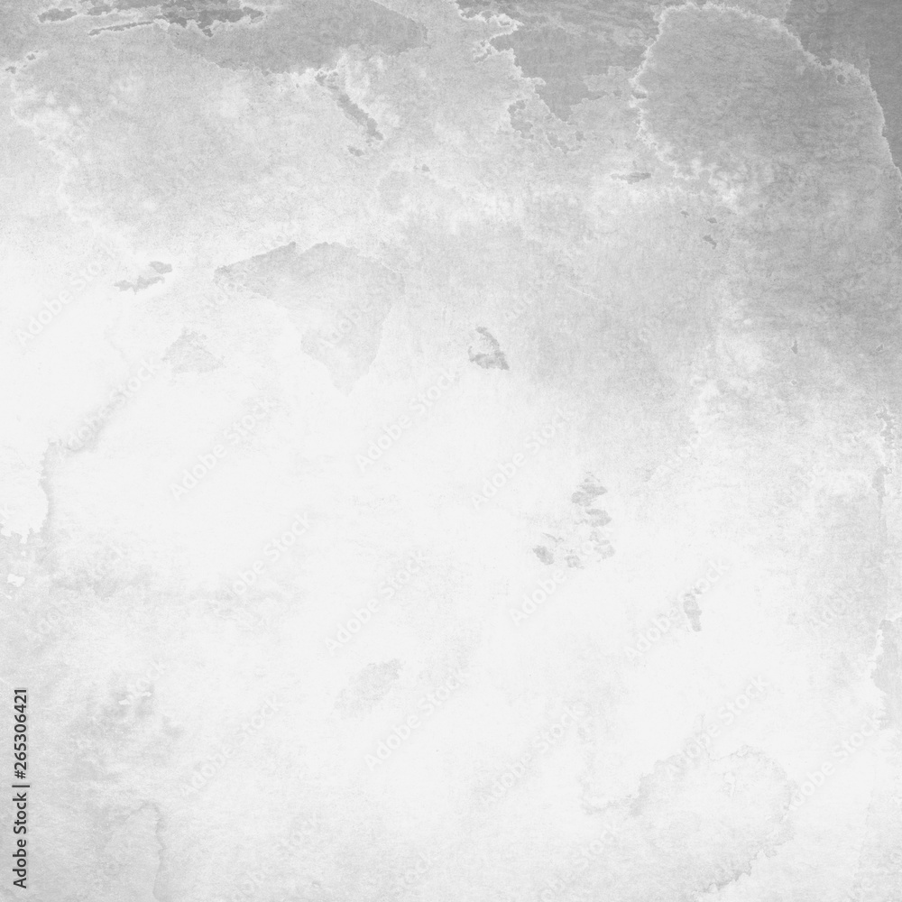 Naklejka premium Silver with gray ink and watercolor texture on white paper background. Paint leaks and ombre effects. Hand painted abstract image.