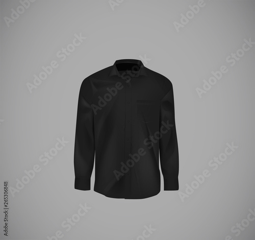 Black color formal shirt. Blank dress shirt with buttons.