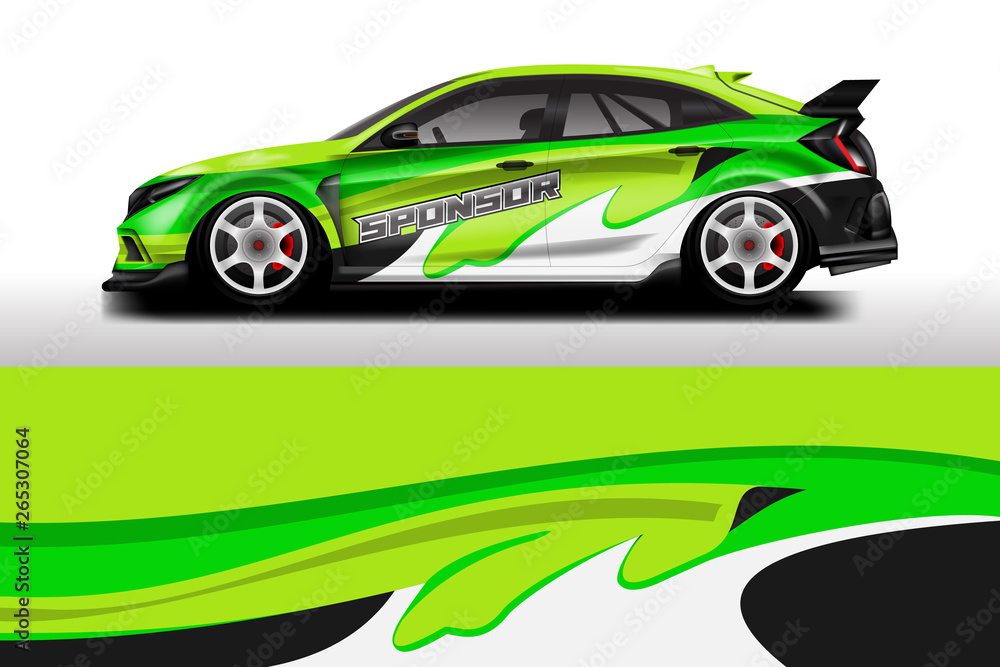 Wrap livery decal car vector , supercar, rally, drift . Graphic abstract stripe racing background . Eps 10