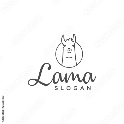 lama line vector illustration logo design