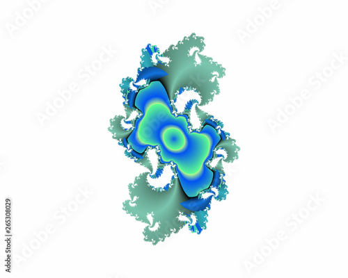 Blue phosphorescent fractal decorative abstract background  flowery texture