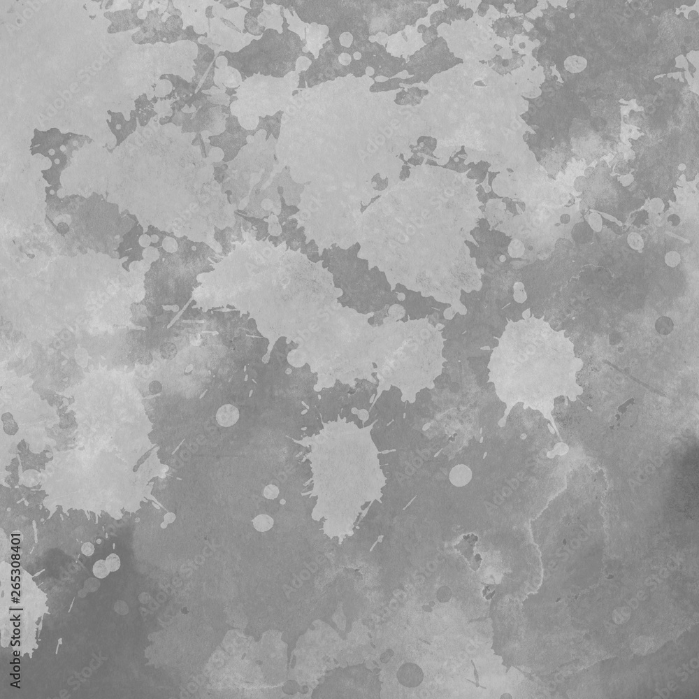 Silver with gray ink and watercolor texture on white paper background. Paint leaks and ombre effects. Hand painted abstract image. Silver with gray ink and watercolor texture on white paper background. Paint leaks and ombre effects. Hand painted abstract image.