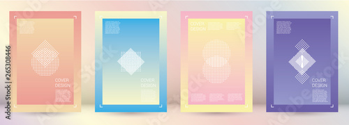 Futuristic Vector Geometric Cover Design with Gradient and Abstract Lines and Figures for your Business. Template Design with Hologram, Gradient Effect for Electronic Festival.