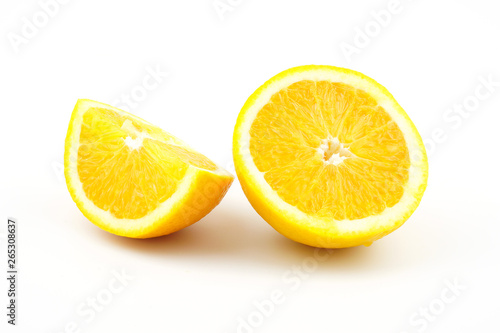 Slice Orange fruit isolated on white background