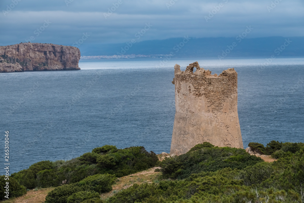 Torre del Buru, one of  the Coast Towers around Alghero, Sardinia, Italy. Part of a defensive system built iby the catalans in the mid XVI century.
