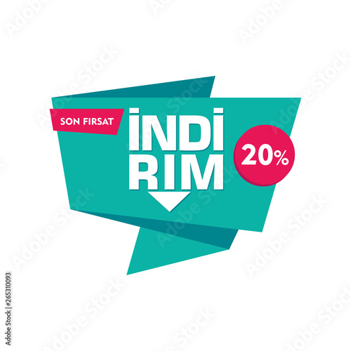 Indirim etiketleri yazilari. Translation from turkish: Sale offer badges. Sale tag solated vector illustration