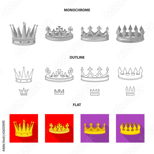 Isolated object of medieval and nobility sign. Set of medieval and monarchy vector icon for stock.
