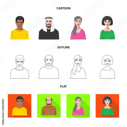 Vector illustration of hairstyle and profession  logo. Set of hairstyle and character  stock symbol for web.