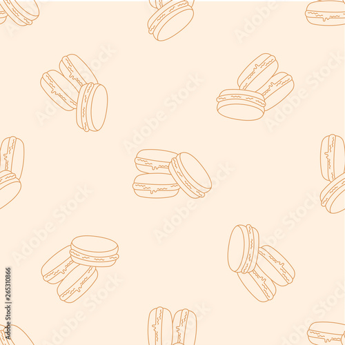 Makaron seamless pattern with icons. Style Outline. illustration on the theme of bakery products and bread baking. Vector background.