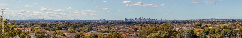 Sydney City Skyline and Suburbs Panorama from South West, Hurstville