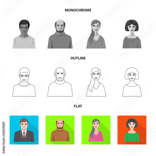 Isolated object of hairstyle and profession  symbol. Collection of hairstyle and character  vector icon for stock.